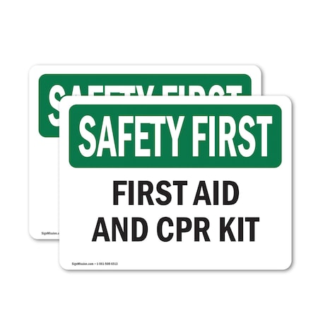 Signmission First Aid And CPR Kit, 18 in W x Rectangle, Vinyl Decal OS-2PACK-SF-D-1218-L-10620